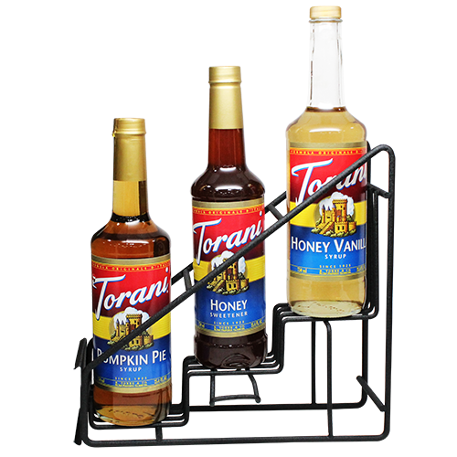 Torani Syrup Wire Rack (3 Bottles) - CustomPaperCup.com Branded Restaurant Supplies